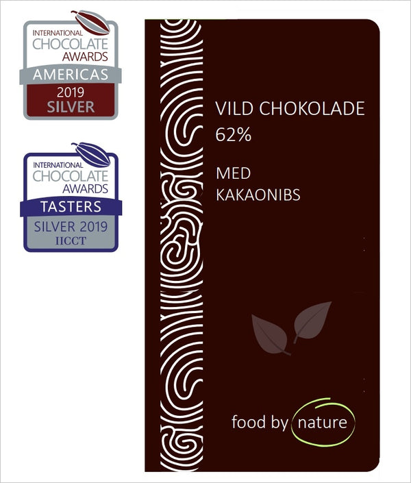 Vild chokolade 62% med kakaonibs
